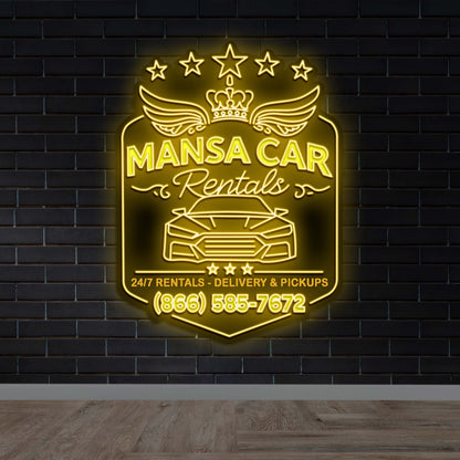 MANSA CAR RENTALS - Premium Neon Artwork