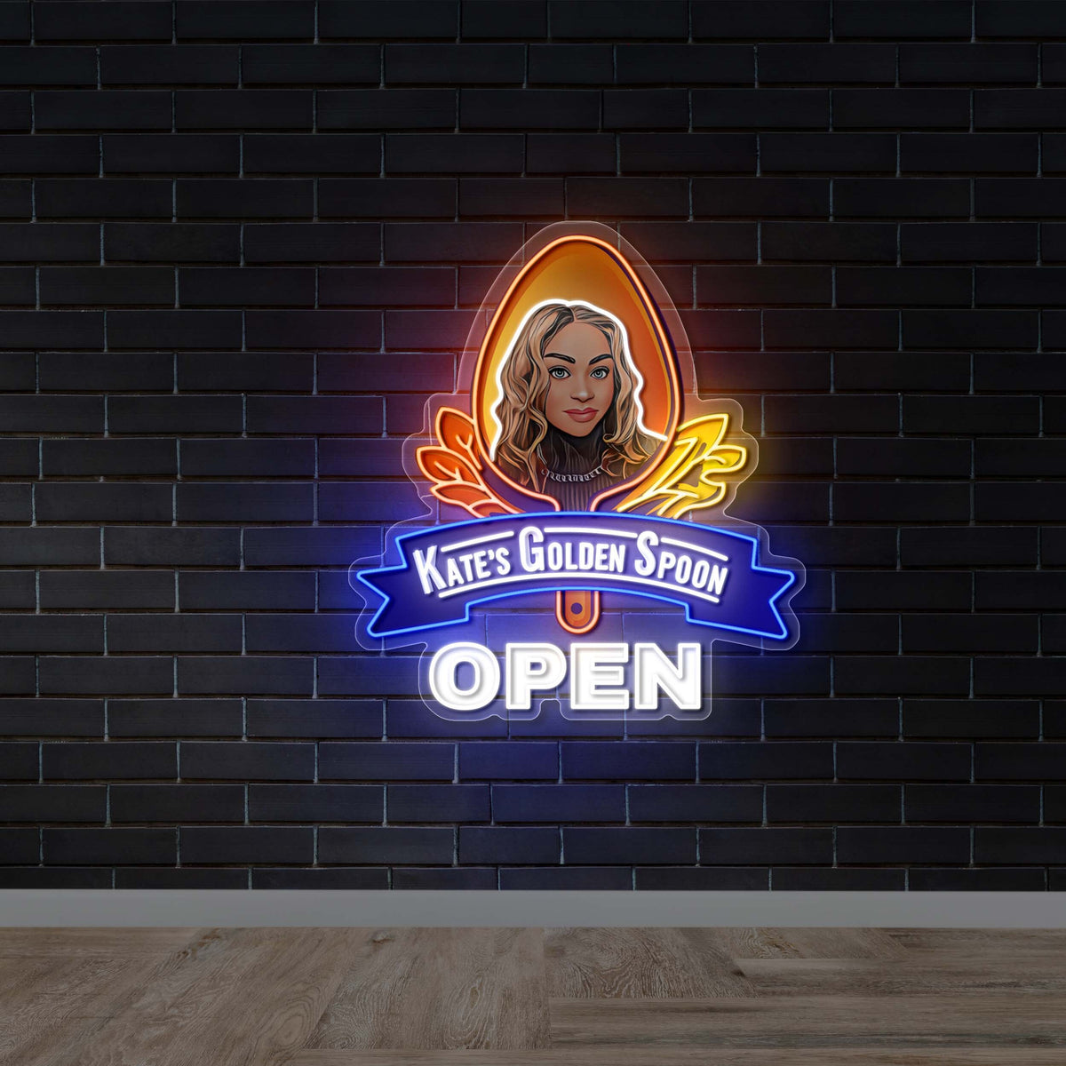Kate's Golden Spoon - Premium Neon Artwork