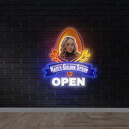 Kate's Golden Spoon - Premium Neon Artwork