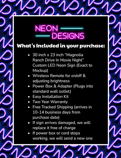 Magnolia Ranch Drive In Movie Night - Premium Neon Artwork