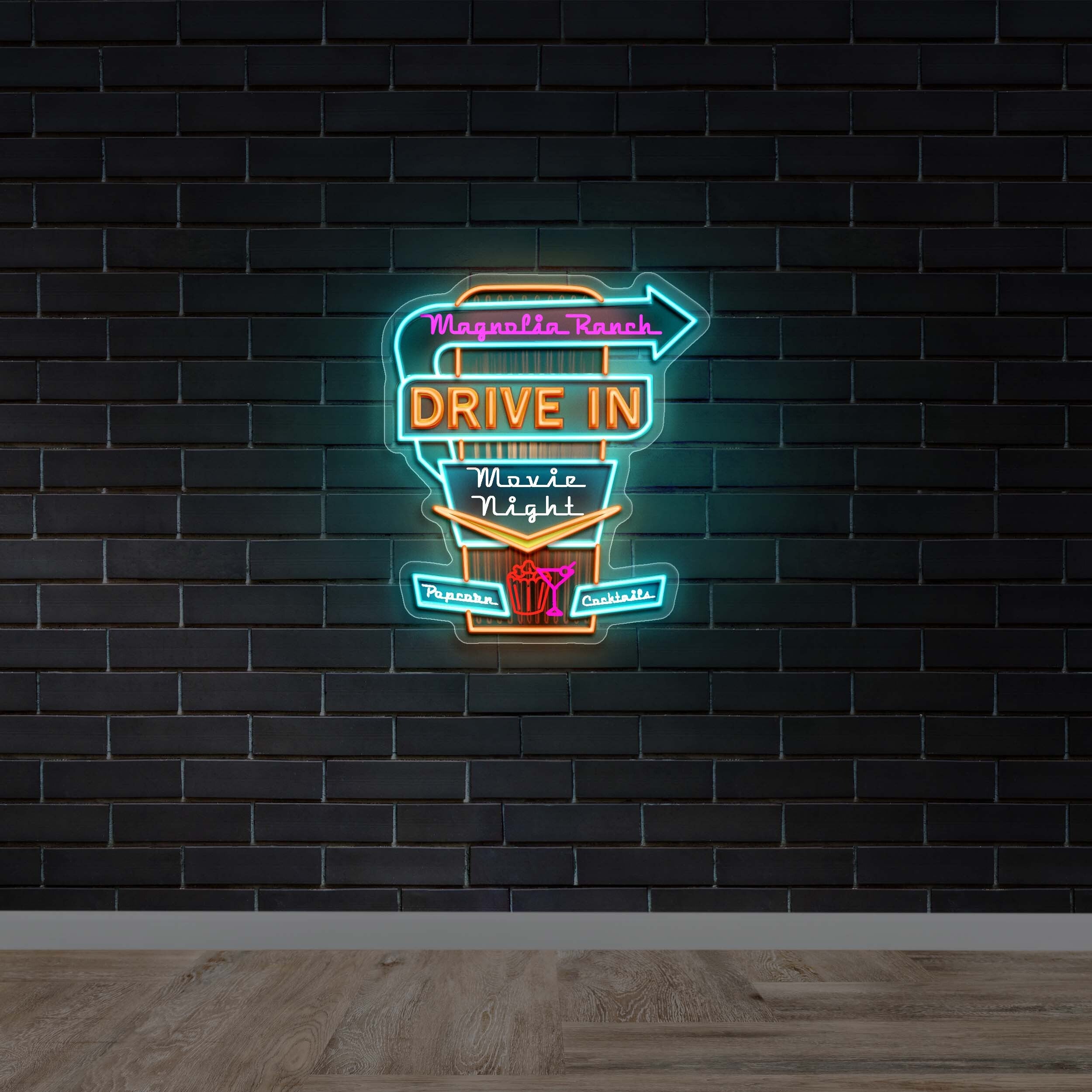 Magnolia Ranch Drive In Movie Night - Premium Neon Artwork