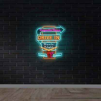 Magnolia Ranch Drive In Movie Night - Premium Neon Artwork