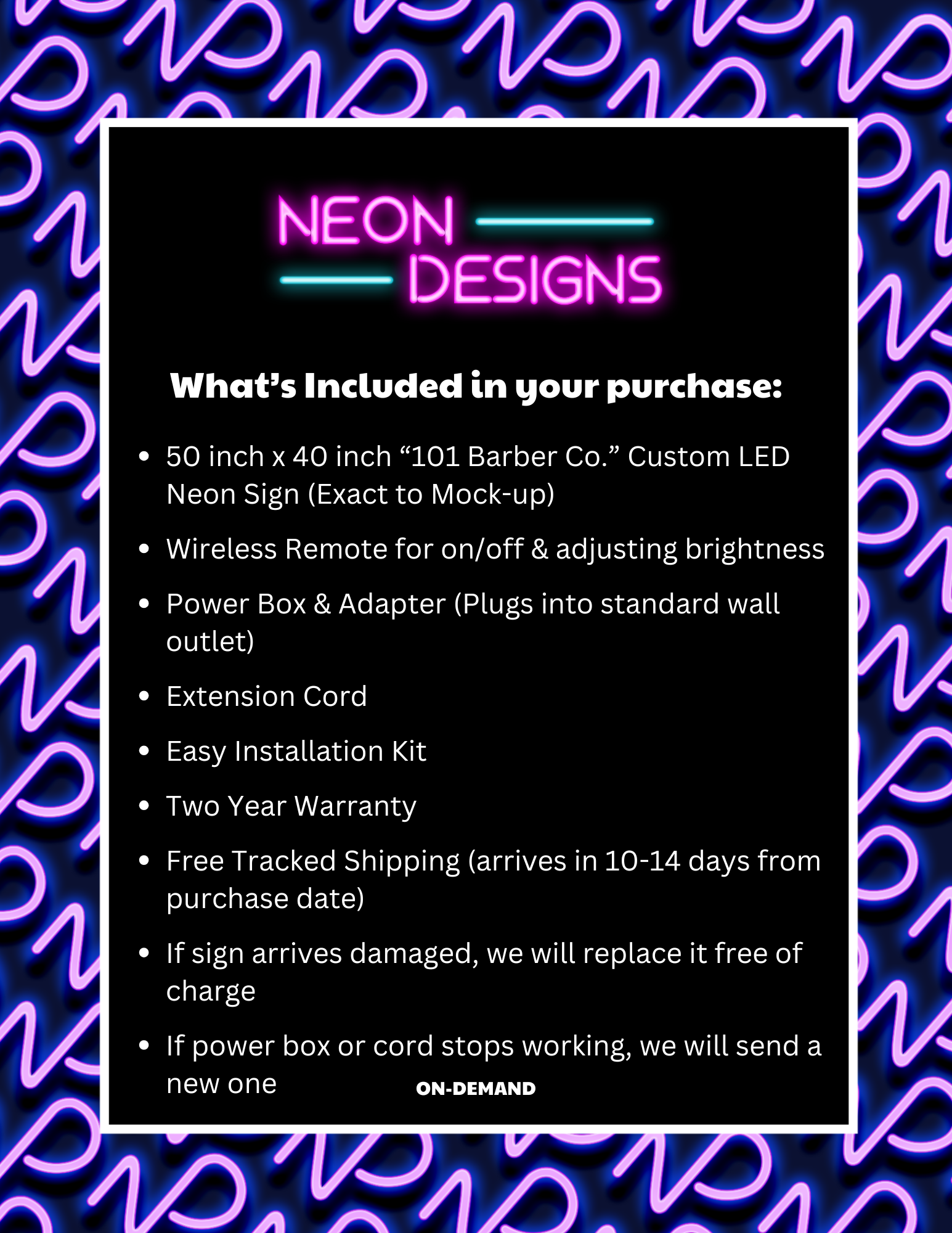 101 Barber Co. - Premium Neon Artwork
