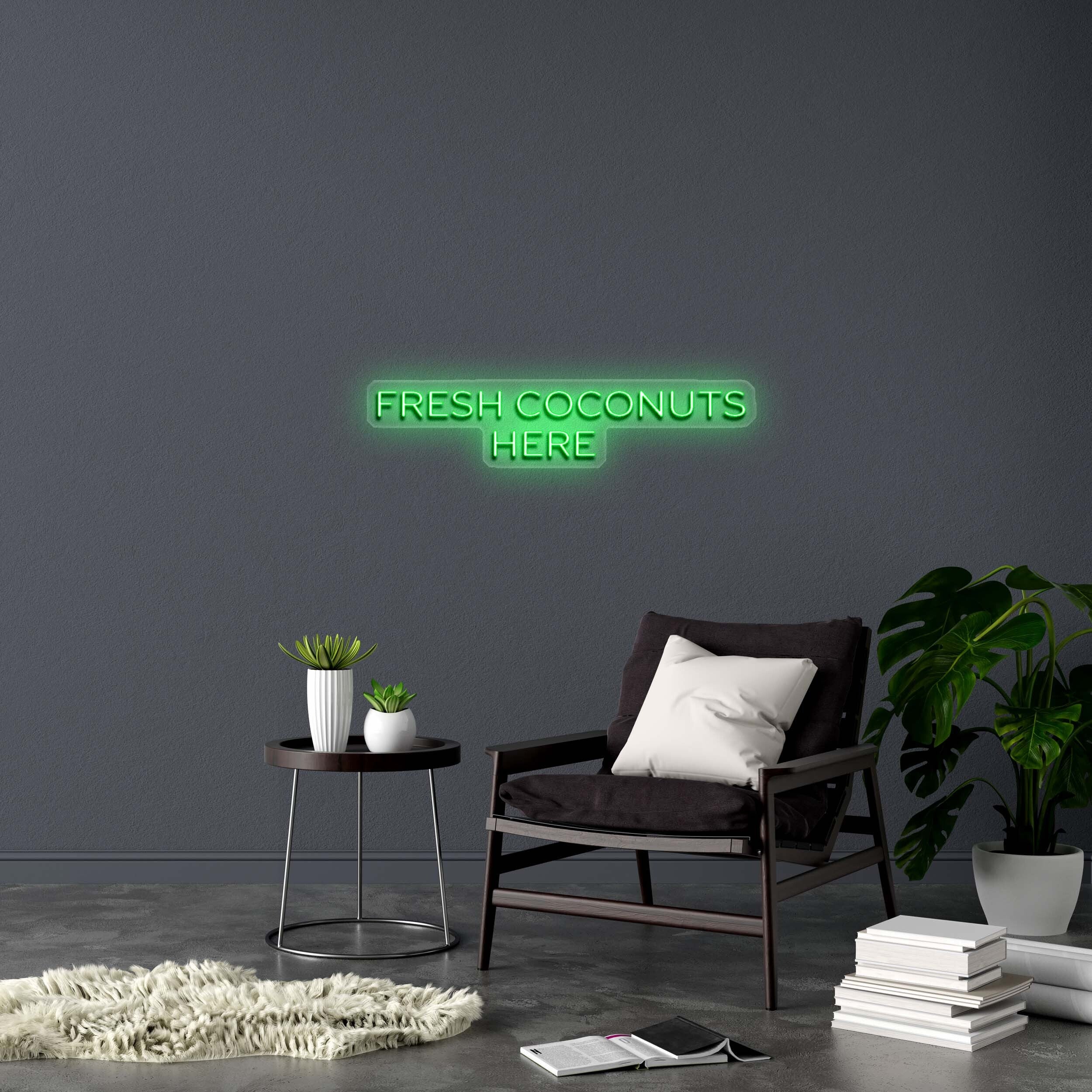 FRESH COCONUTS HERE - Premium Neon Artwork