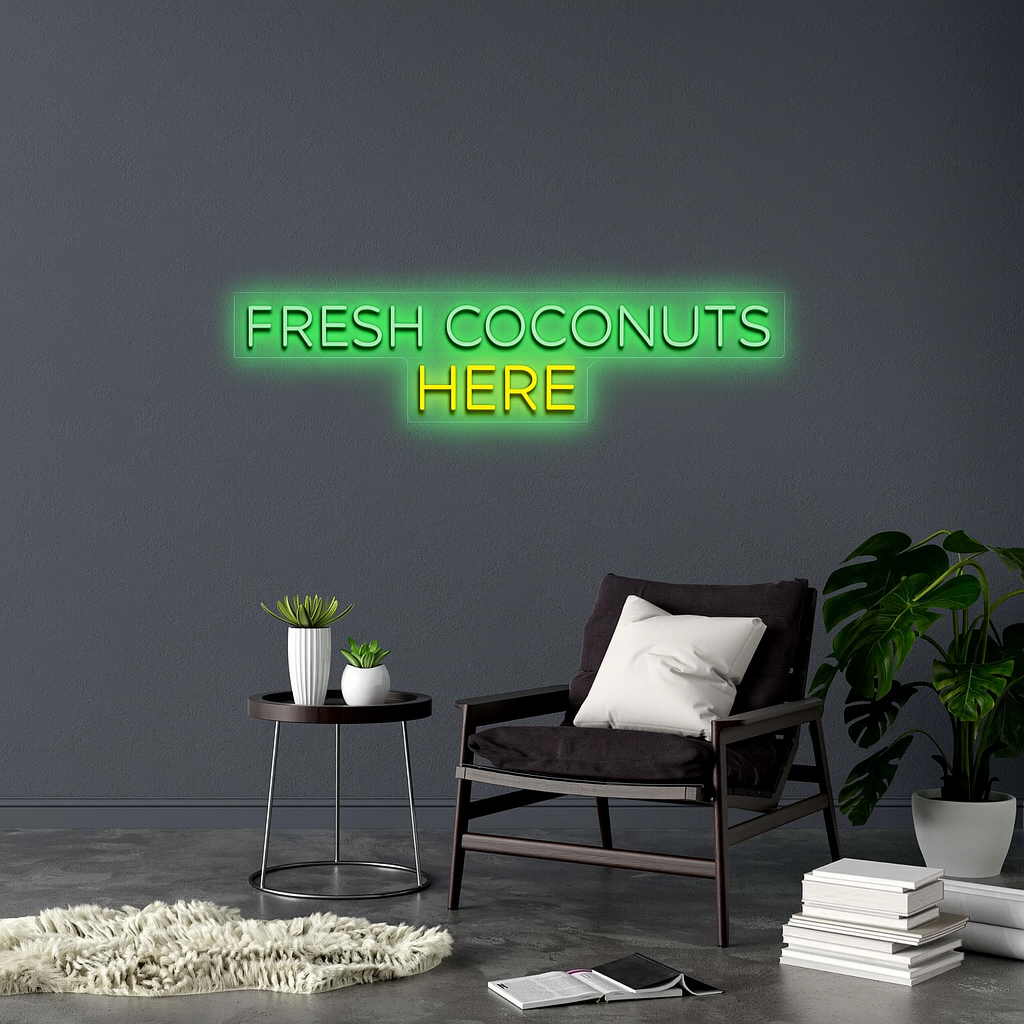 FRESH COCONUTS HERE - Premium Neon Artwork
