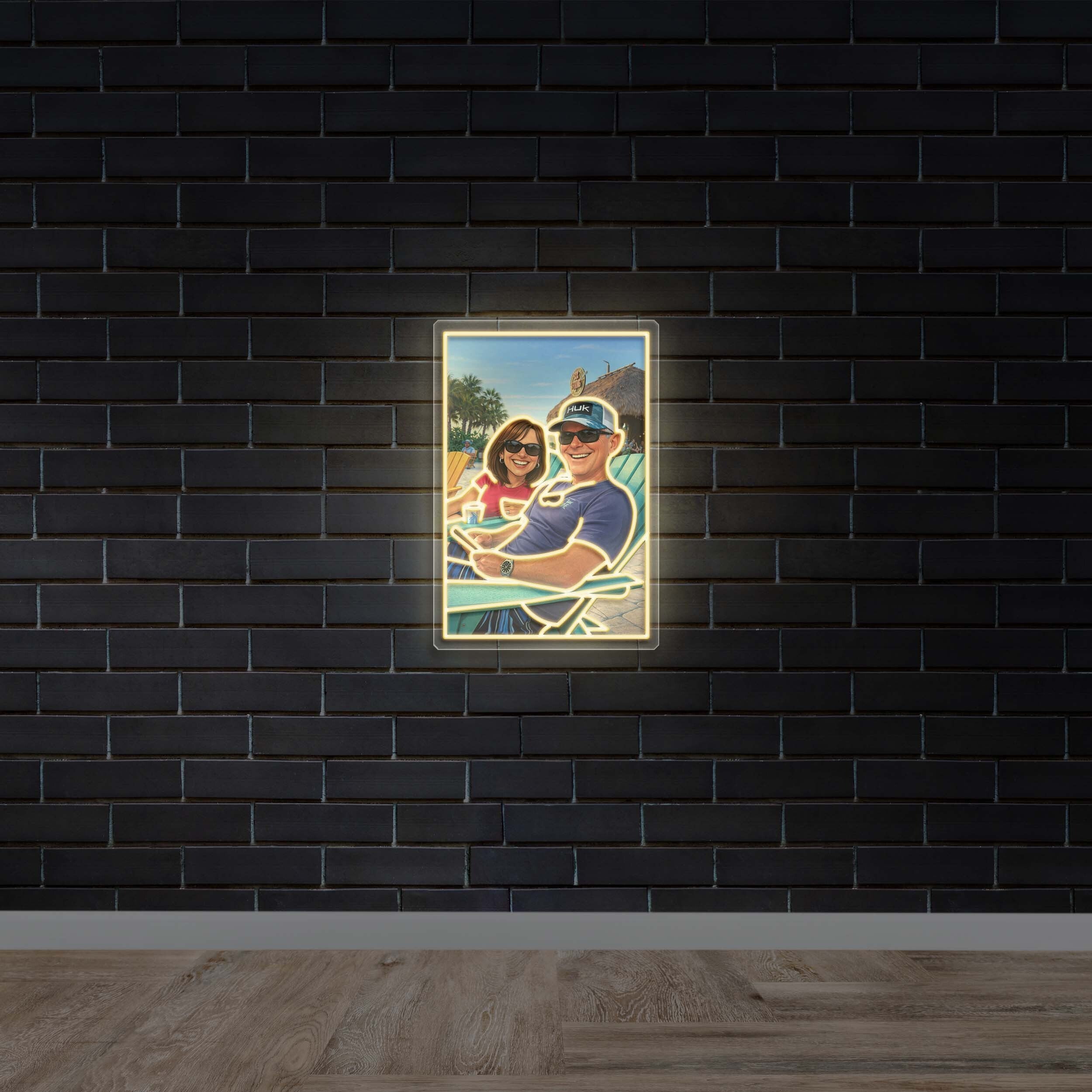 Cartoon Couple Portrait - Premium Neon Artwork
