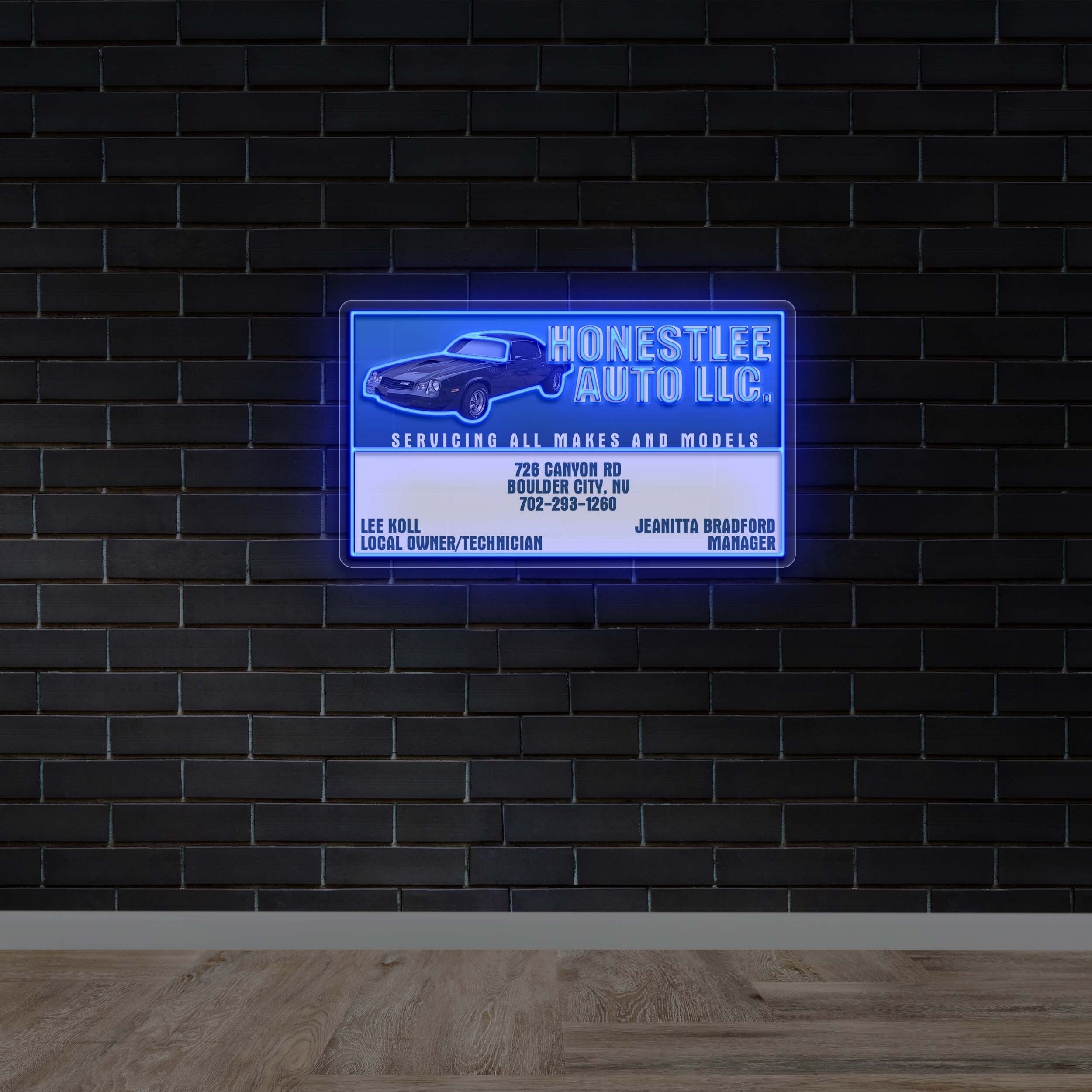 HONESTLEE AUTO LLC - Premium Neon Artwork
