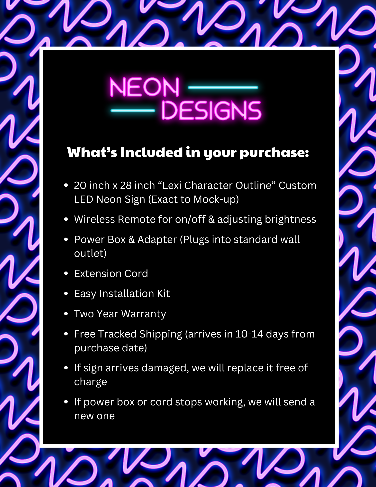 Lexi Character Outline - Premium Neon Artwork