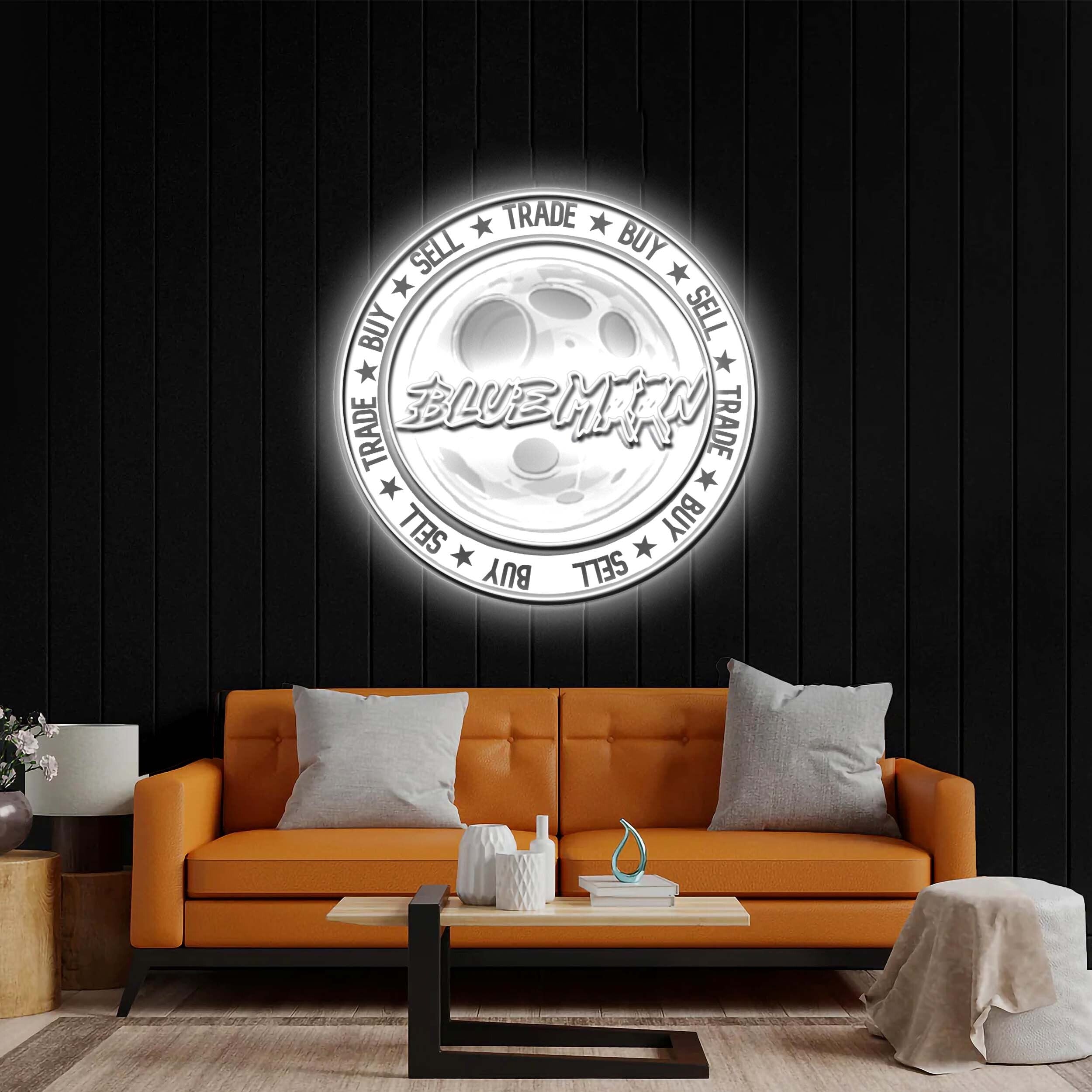 BLUE MOON (full logo) - Premium Neon Artwork