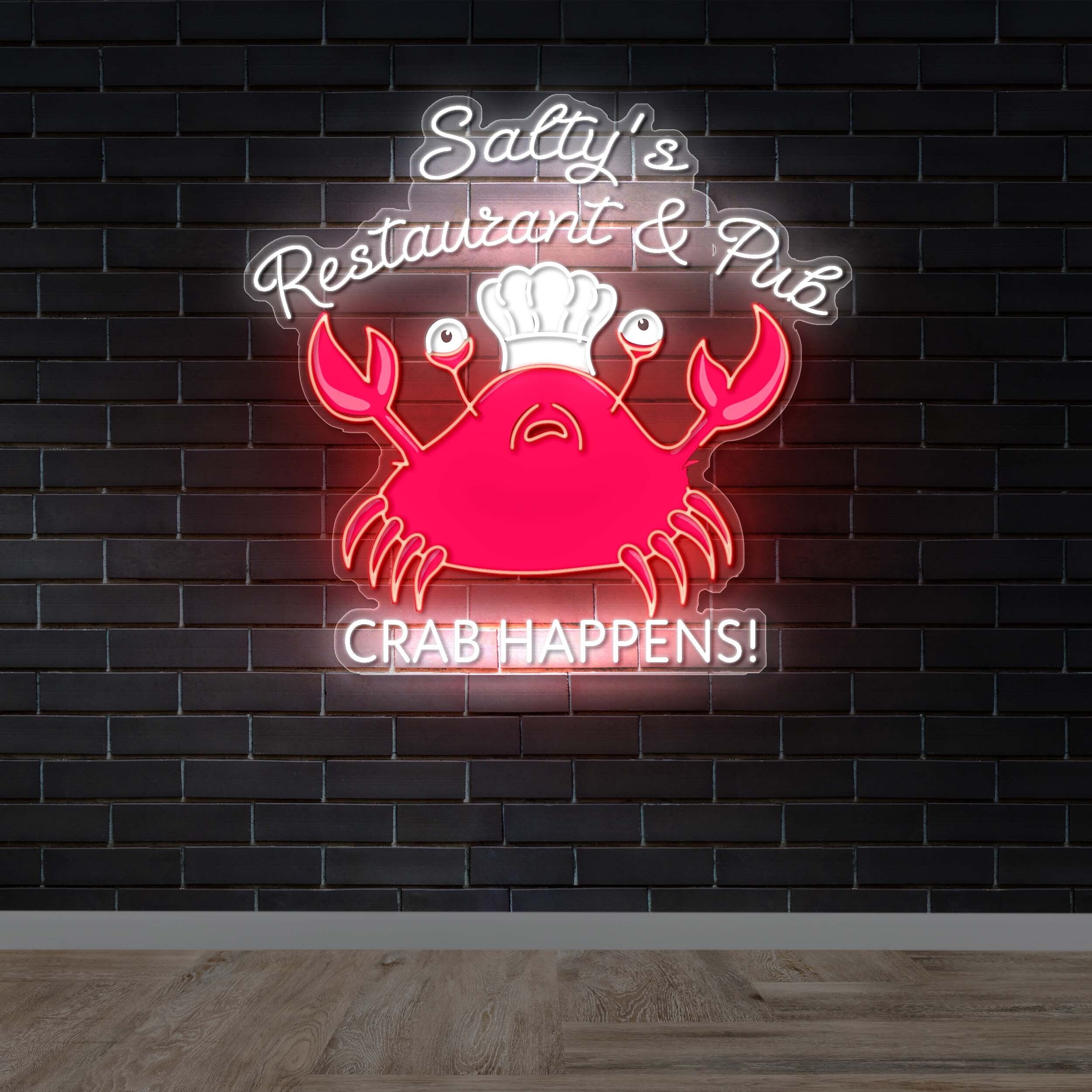 Salty's Restaurant & Pub Crab Happens - Premium Neon Artwork