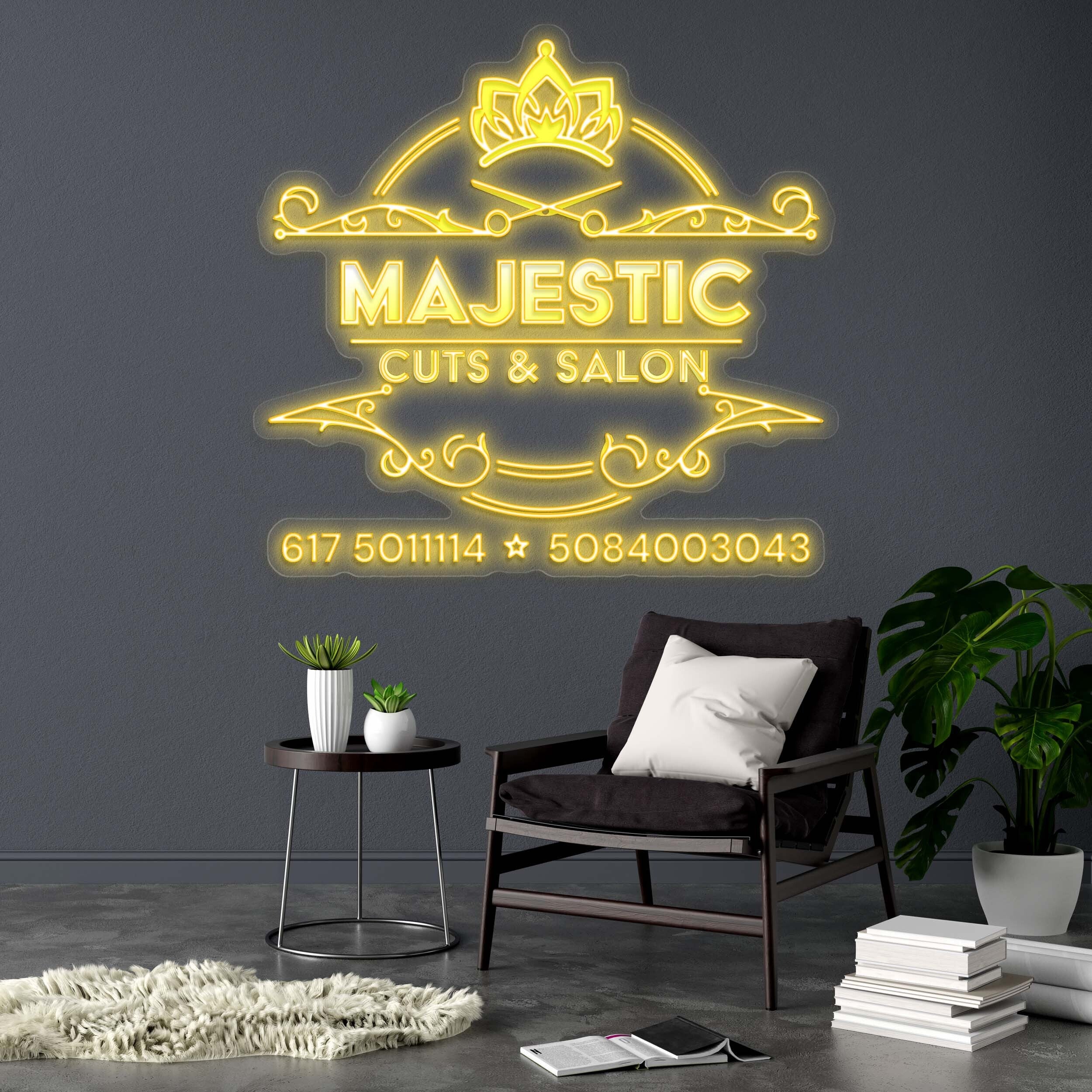 MAJESTIC CUTS & SALON - Premium Neon Artwork