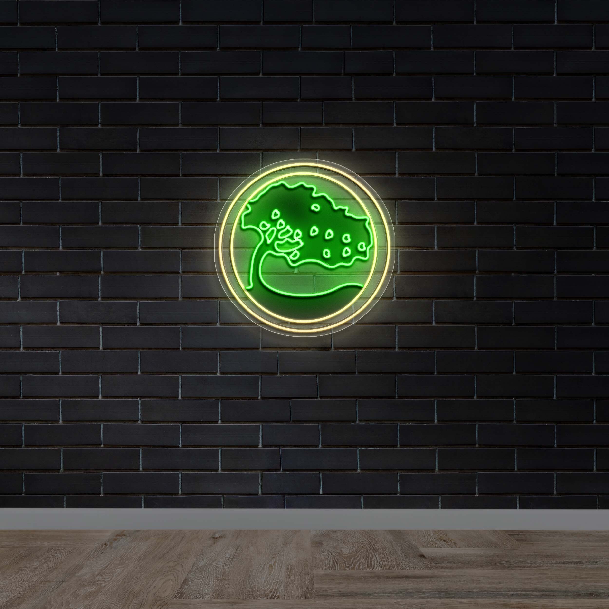 Neon Tree in Circle - Premium Neon Artwork