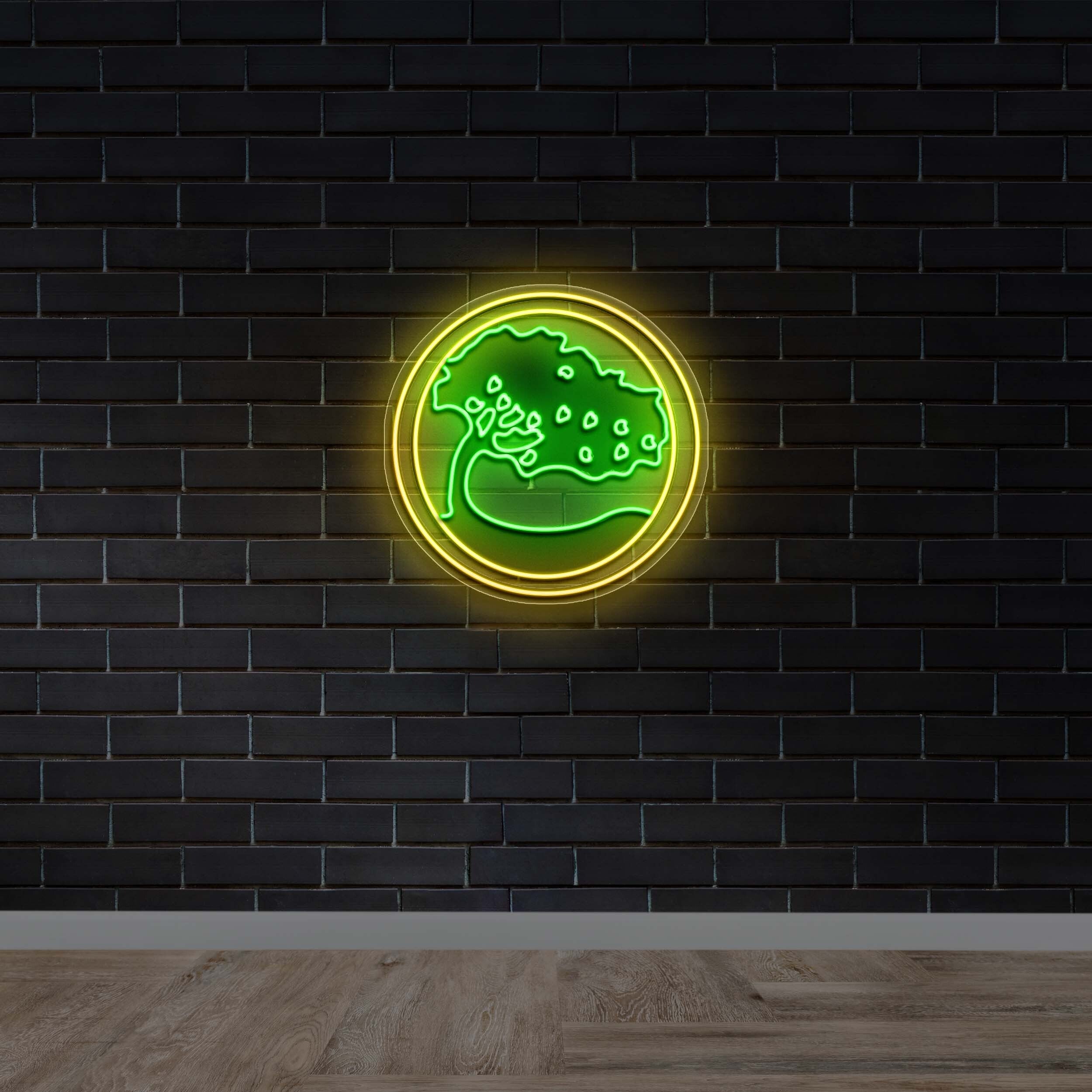 Neon Tree in Circle - Premium Neon Artwork