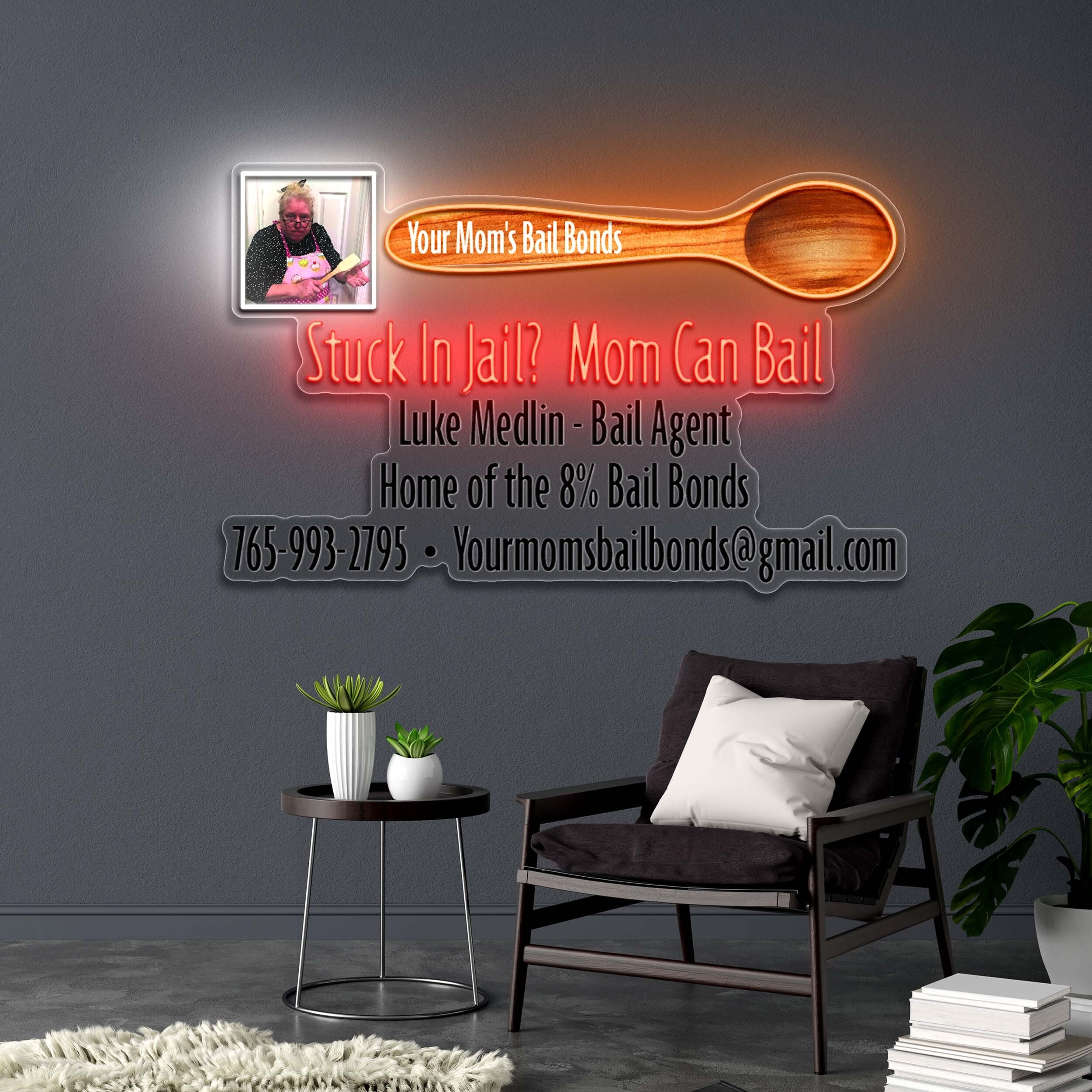  Stuck in Jail Mom Can Bail - Premium Neon Artwork