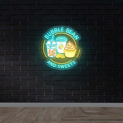 BUBBLE BEAN AND SWEETS - Premium Neon Artwork