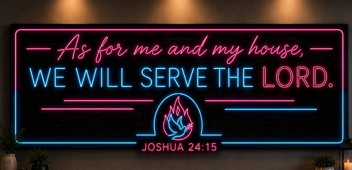 As for Me and My House, We Will Serve the LORD (version 2) - Premium Neon Artwork