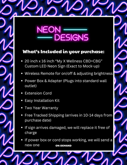 My X Wellness CBD+CBG - Premium Neon Artwork