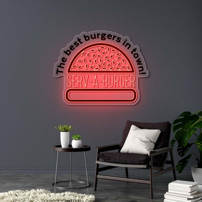 SERV-A-BURGER - Premium Neon Artwork