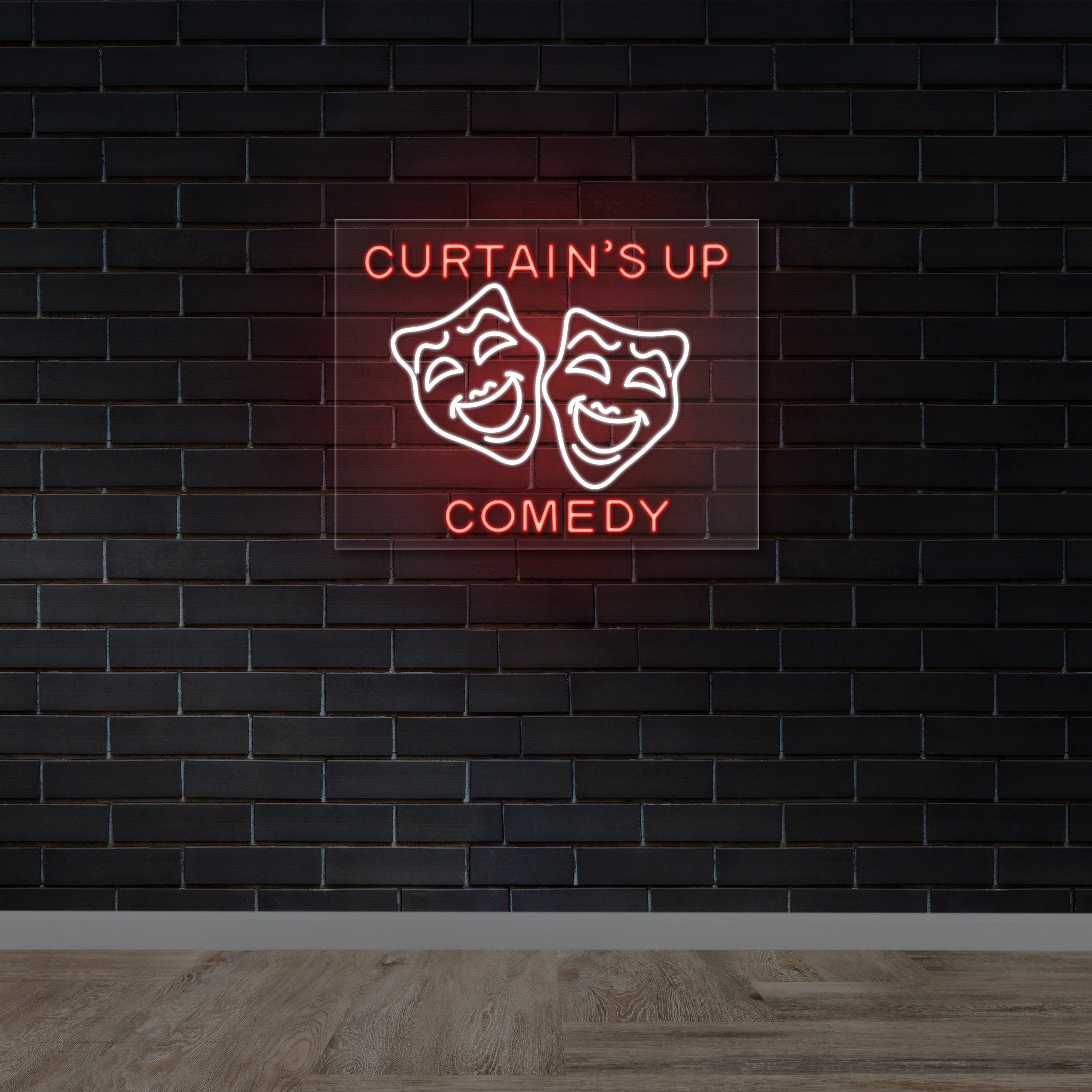 Curtain’s Up Comedy - Premium Neon Artwork