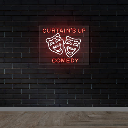 Curtain’s Up Comedy - Premium Neon Artwork