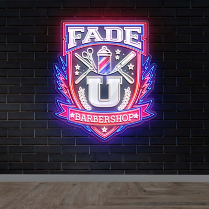 FADE U Barbershop - Premium Neon Artwork