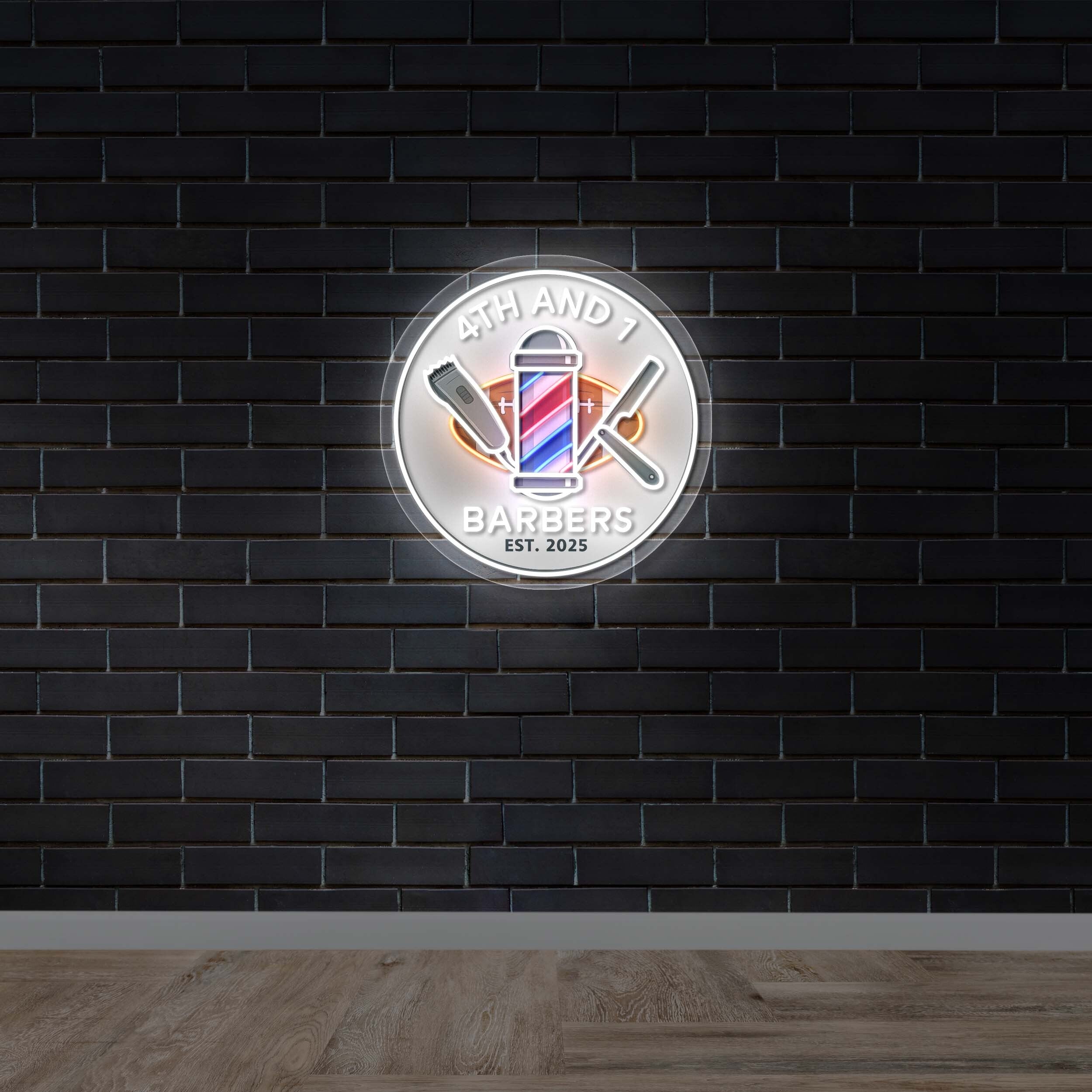 4th And 1 Barbers Est 2025 - Premium Neon Artwork
