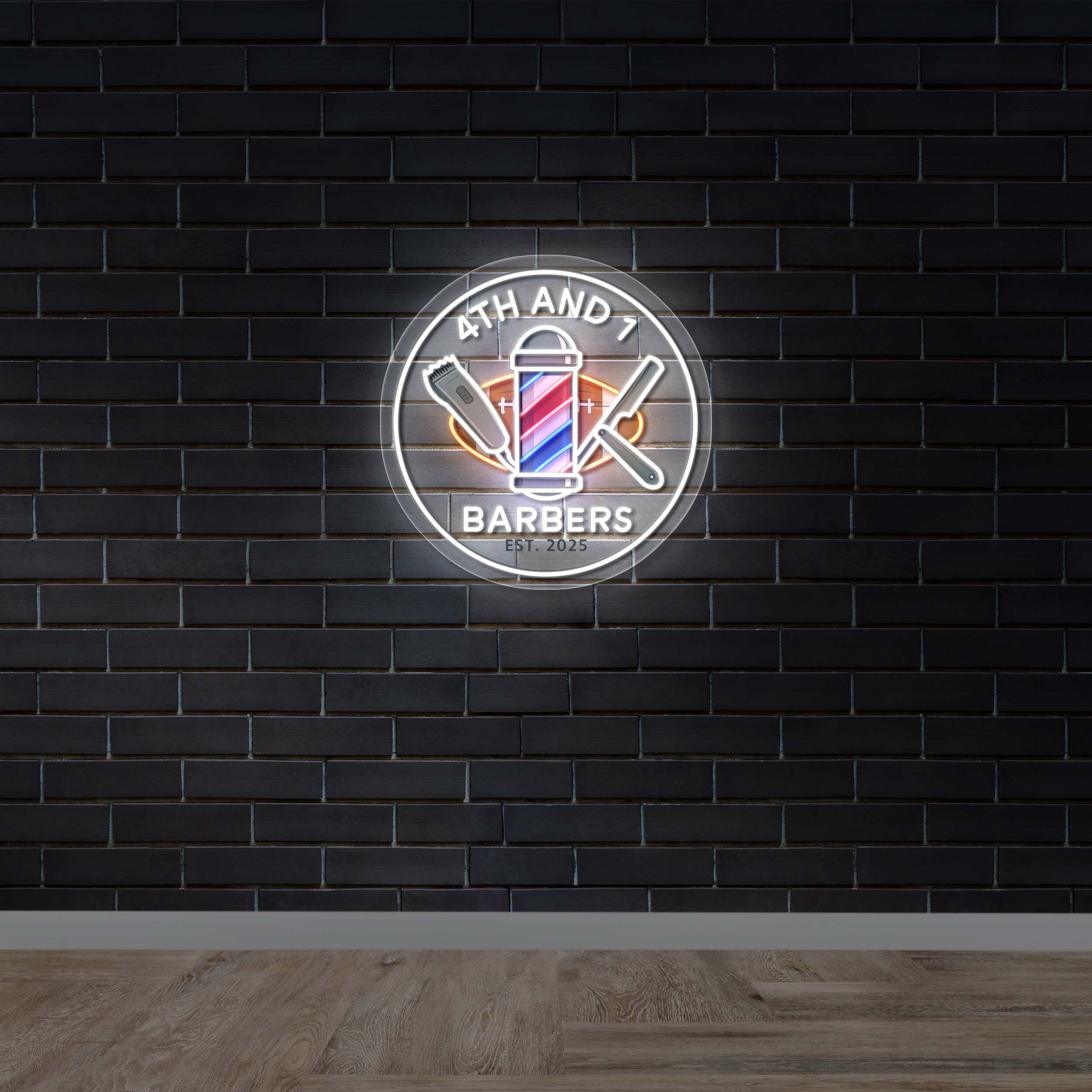 4th And 1 Barbers Est 2025 - Premium Neon Artwork