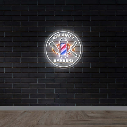 4th And 1 Barbers Est 2025 - Premium Neon Artwork