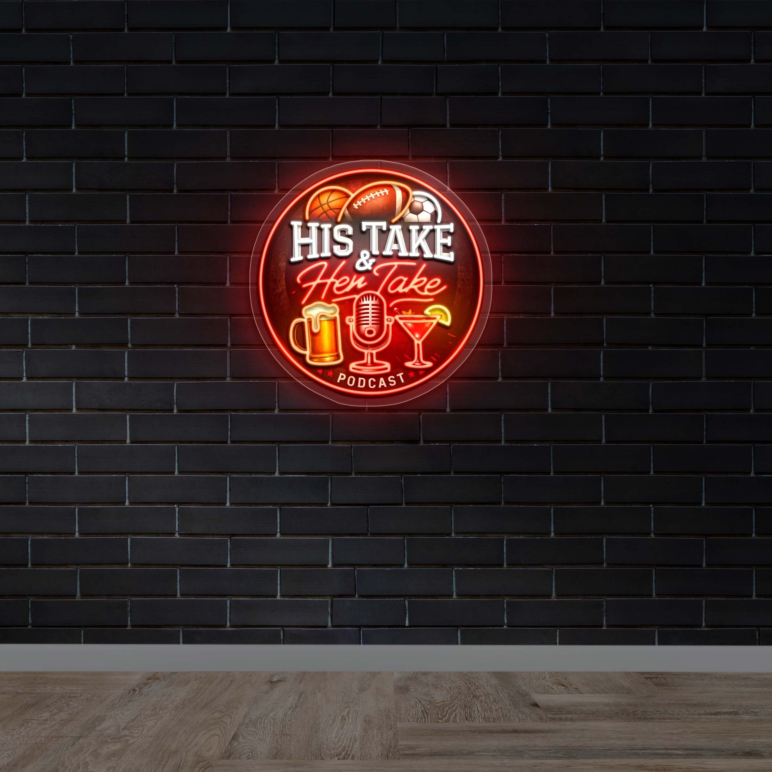HIS TAKE & HER TAKE PODCAST - Premium Neon Artwork