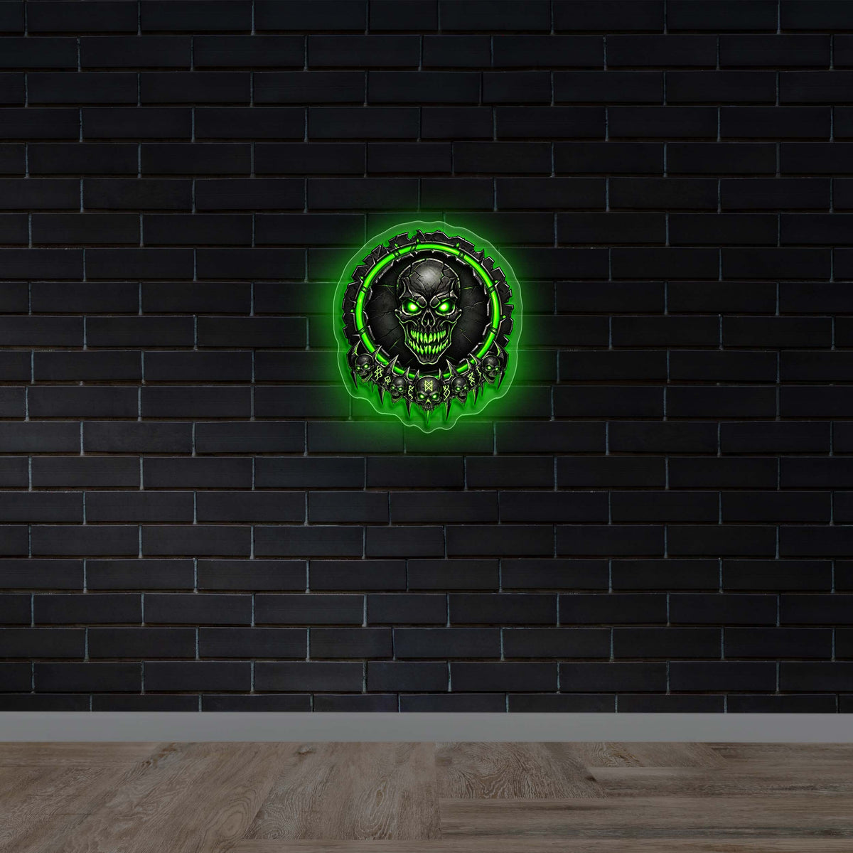 Green Skull Gaming Clan - Premium Neon Artwork