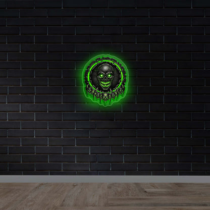 Green Skull Gaming Clan - Premium Neon Artwork