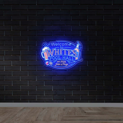 WELCOME TO WHITES POOL HALL - Premium Neon Artwork