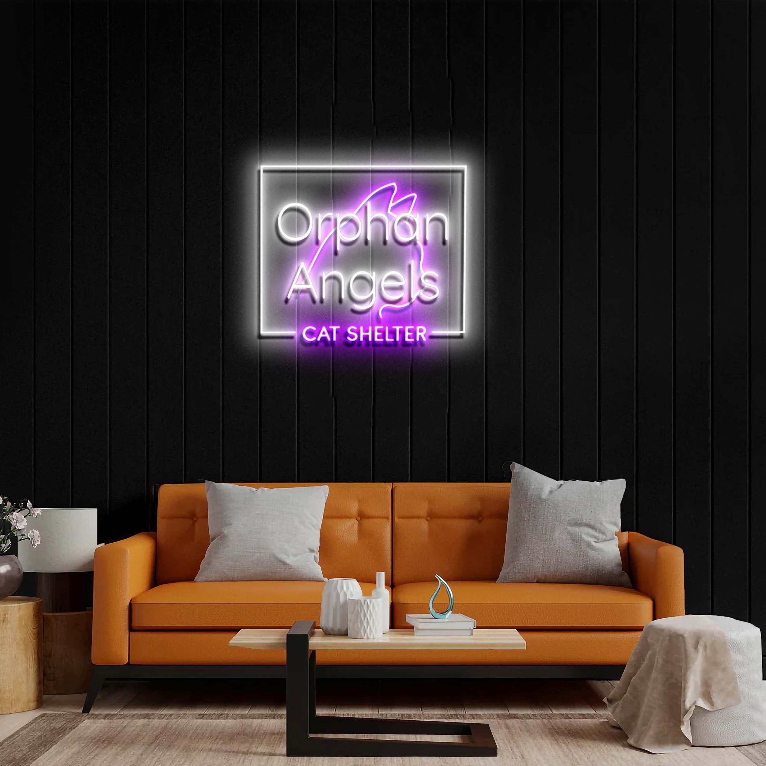 ORPHAN ANGELS CAT SHELTER - Premium Neon Artwork