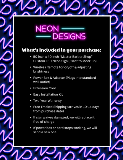 MASTER BARBER SHOP - Premium Neon Artwork