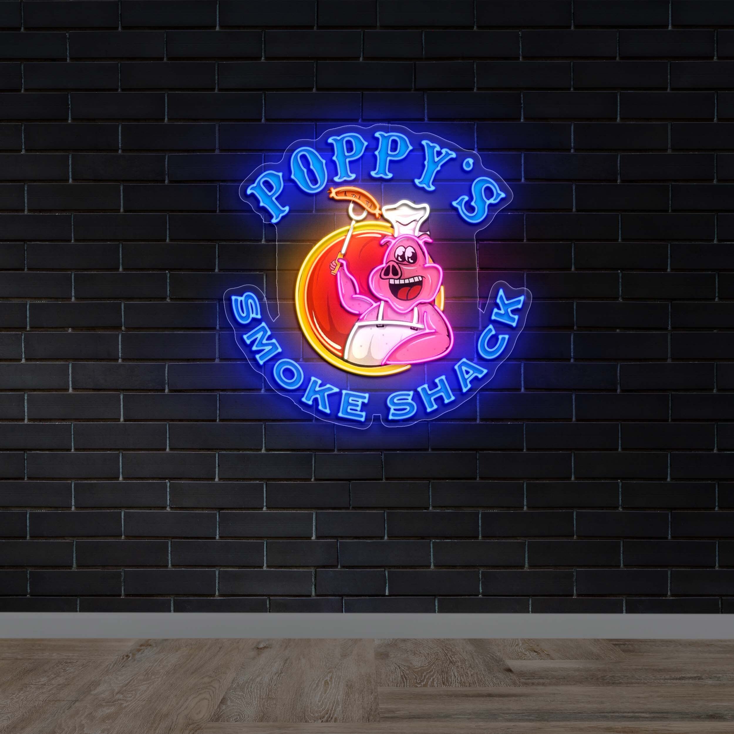 Poppy's Smoke Shack (circular version) - Premium Neon Artwork
