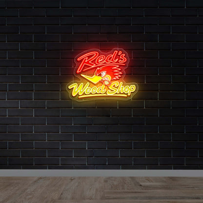 Red's Wood Shop - Premium Neon Artwork