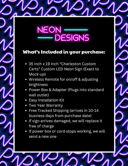 Charleston Custom Carts - Premium Neon Artwork