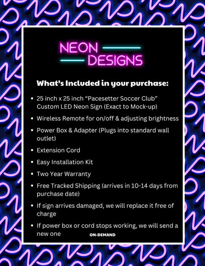 Pacesetter Soccer Club - Premium Neon Artwork