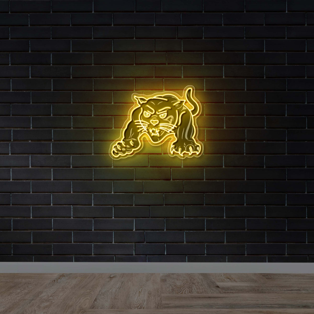 Crouching Panther - Premium Neon Artwork