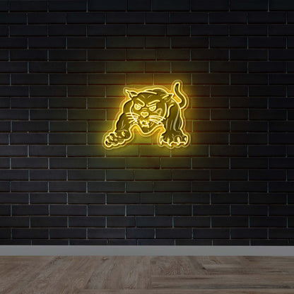 Crouching Panther - Premium Neon Artwork