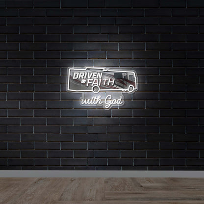 Driven by Faith with God - Premium Neon Artwork