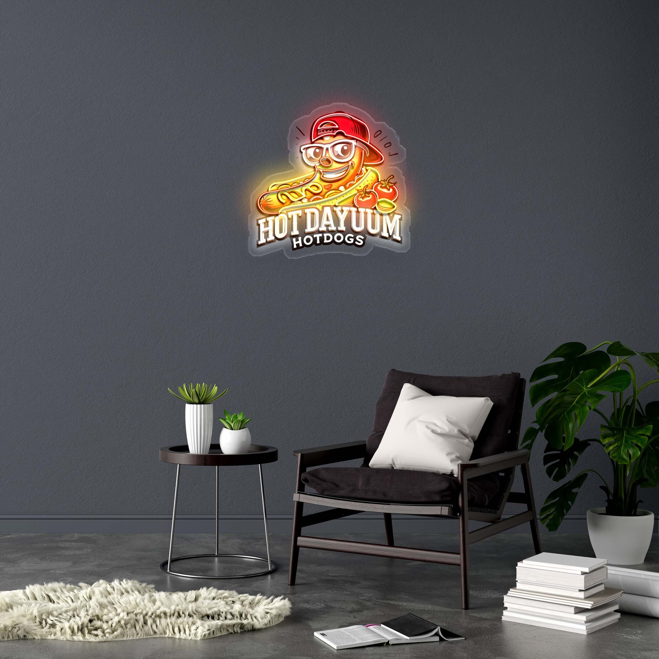 HOT DAYUUM HOTDOGS - Premium Neon Artwork