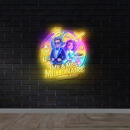 Mr. & Mrs. Millionaire Travel 2 LLC - Premium Neon Artwork