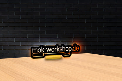 mok-workshop.de (backlit version) - Premium Neon Artwork