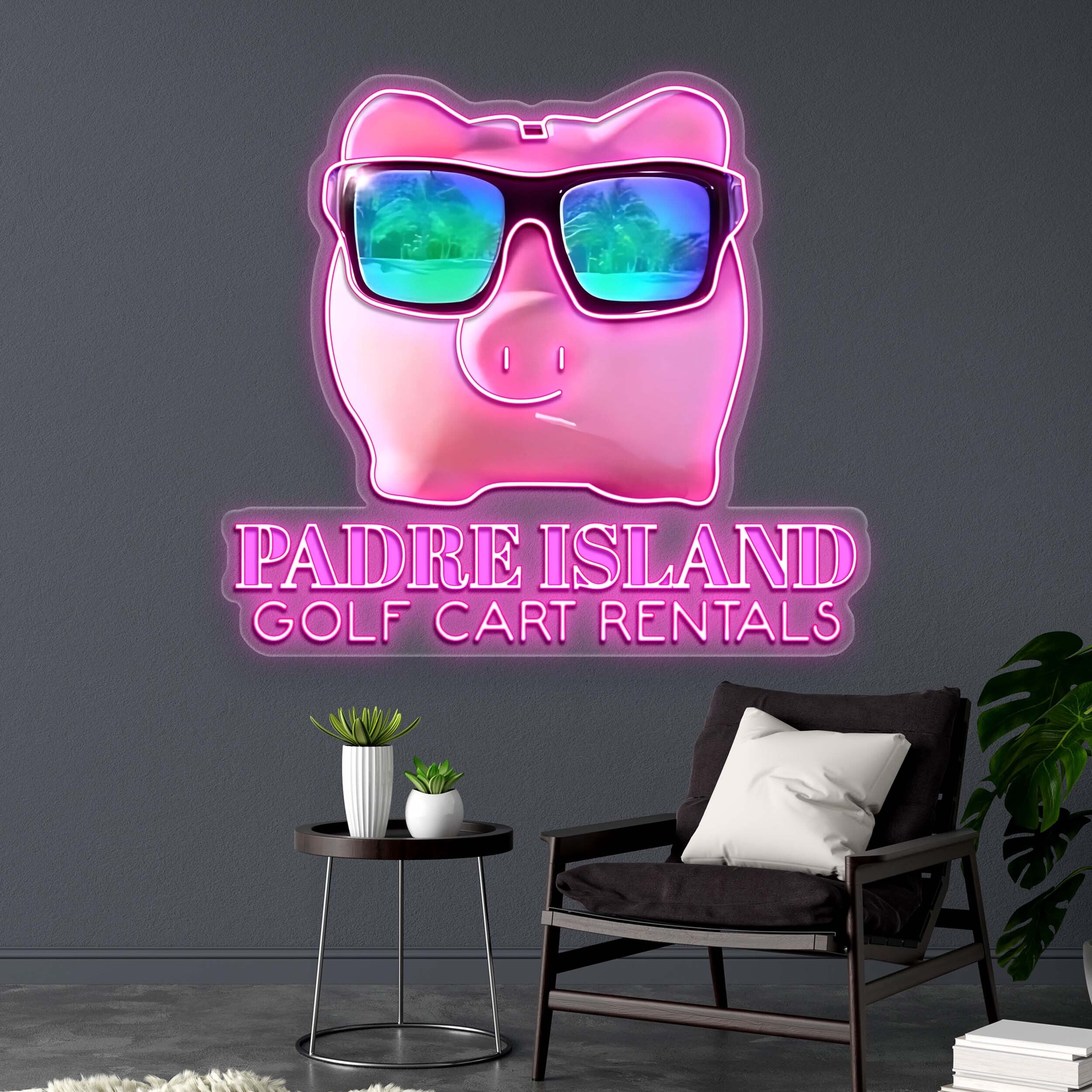 PADRE ISLAND Golf Cart Rentals - Premium Neon Artwork