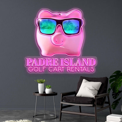 PADRE ISLAND Golf Cart Rentals - Premium Neon Artwork