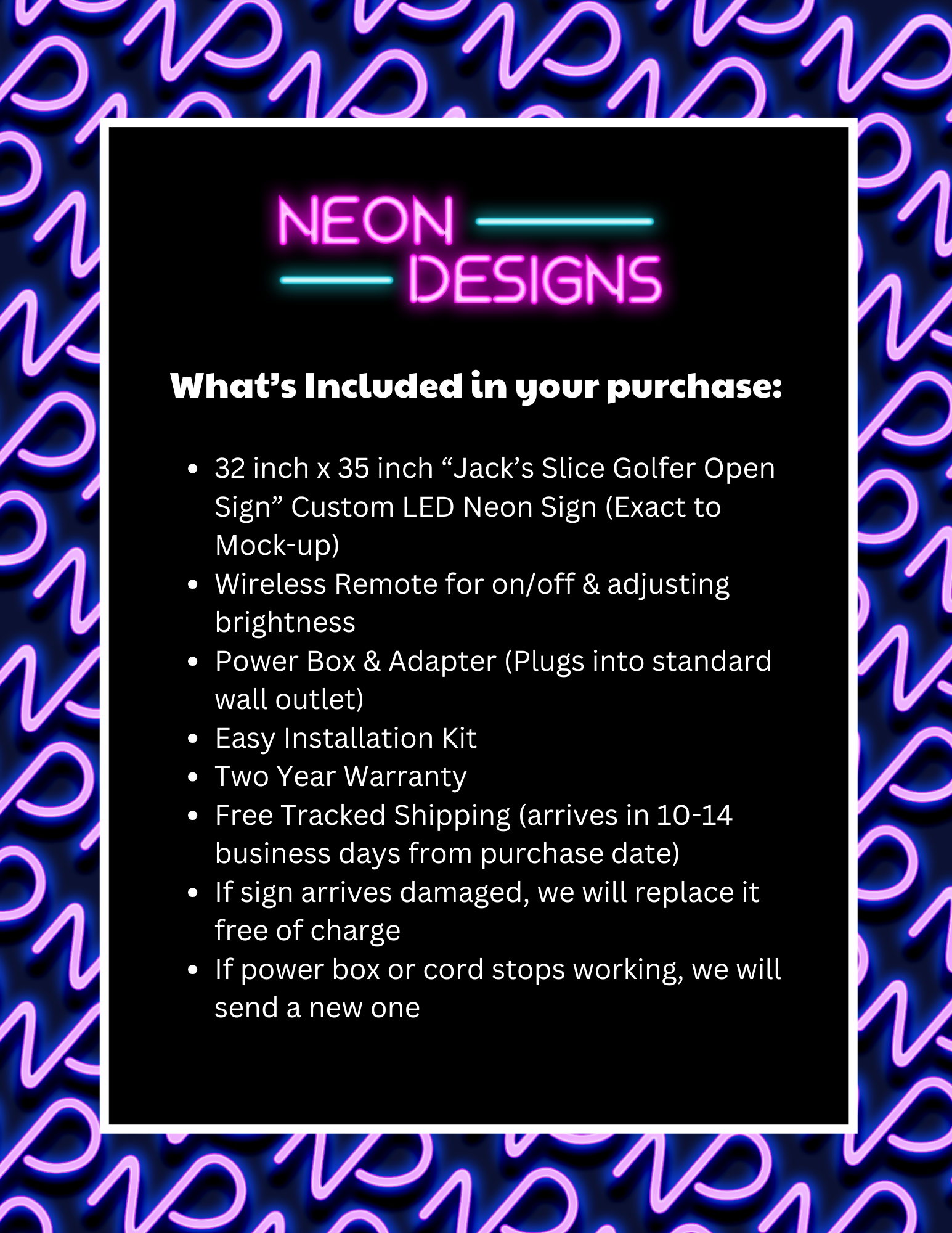 Jack’s Slice Golfer Open Sign - Premium Neon Artwork