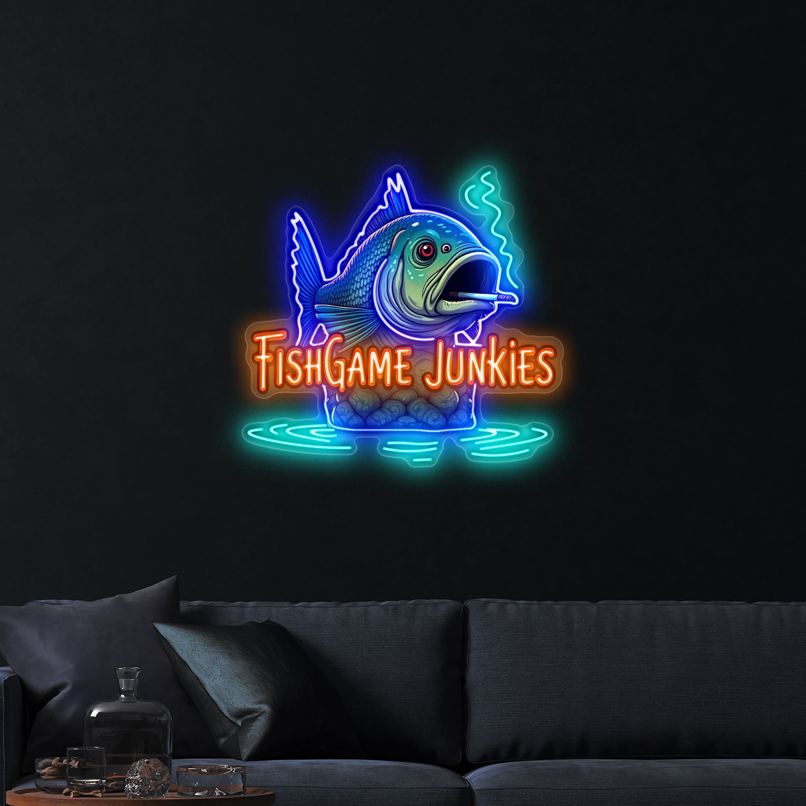 Fish Game Junkies – Premium Neon Artwork