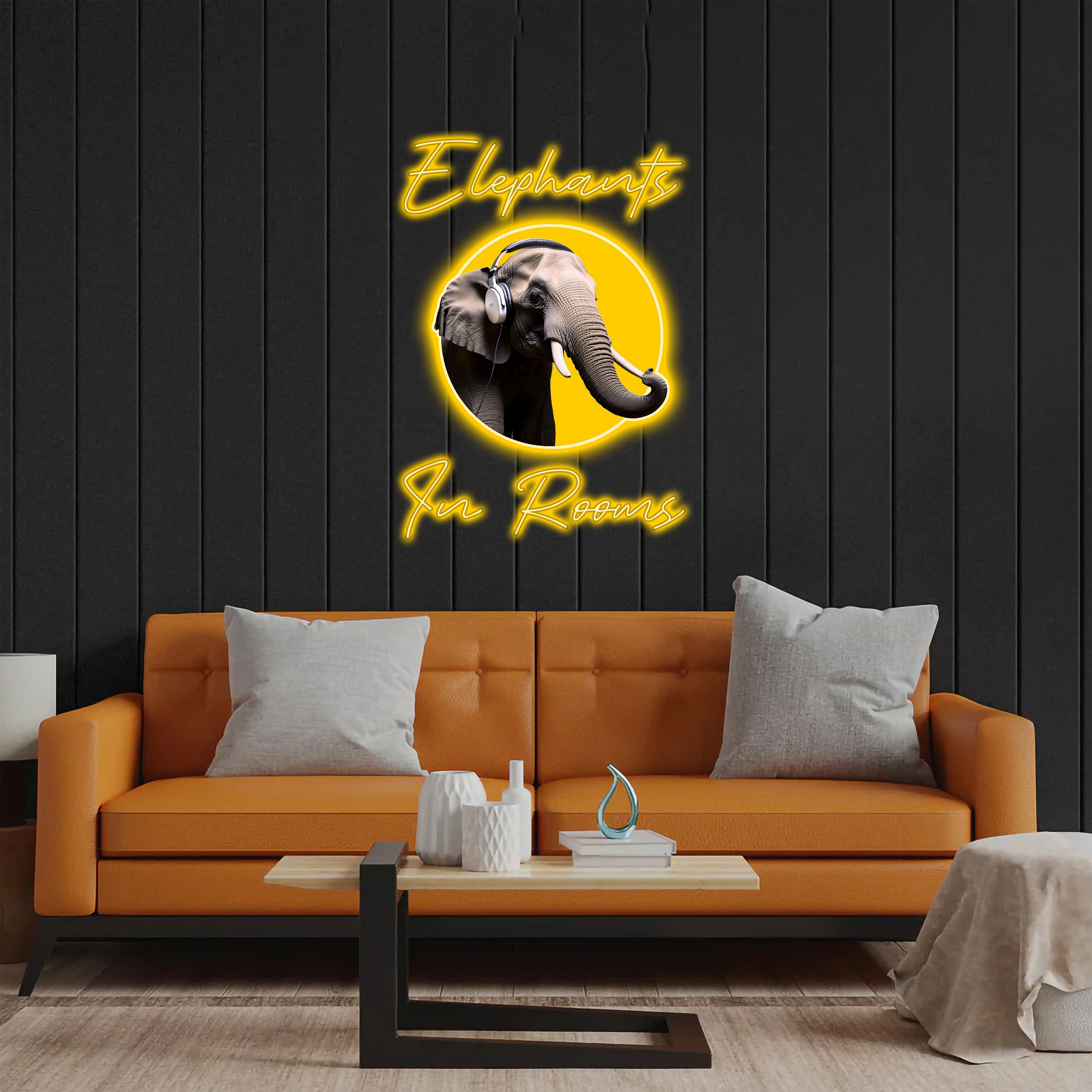 Elephants In Rooms - Premium Neon Artwork