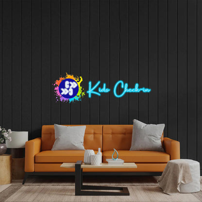 Kids Check-in - Premium Neon Artwork